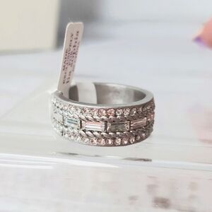NEW LIA SOPHIA SIZE 10 SILVER BAND WOMEN'S RING RHINESTONES‎ SPARKLY